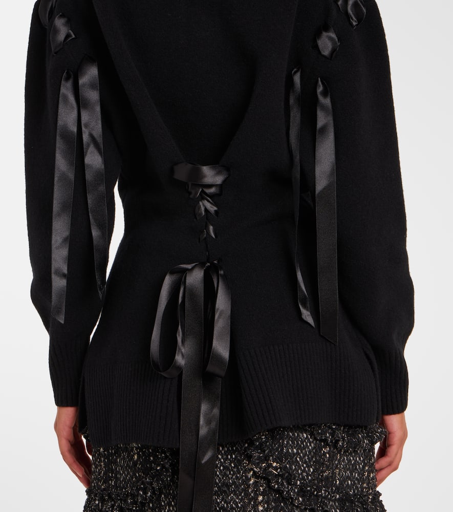 Simone Rocha Embellished Wool-blend Cardigan In Black