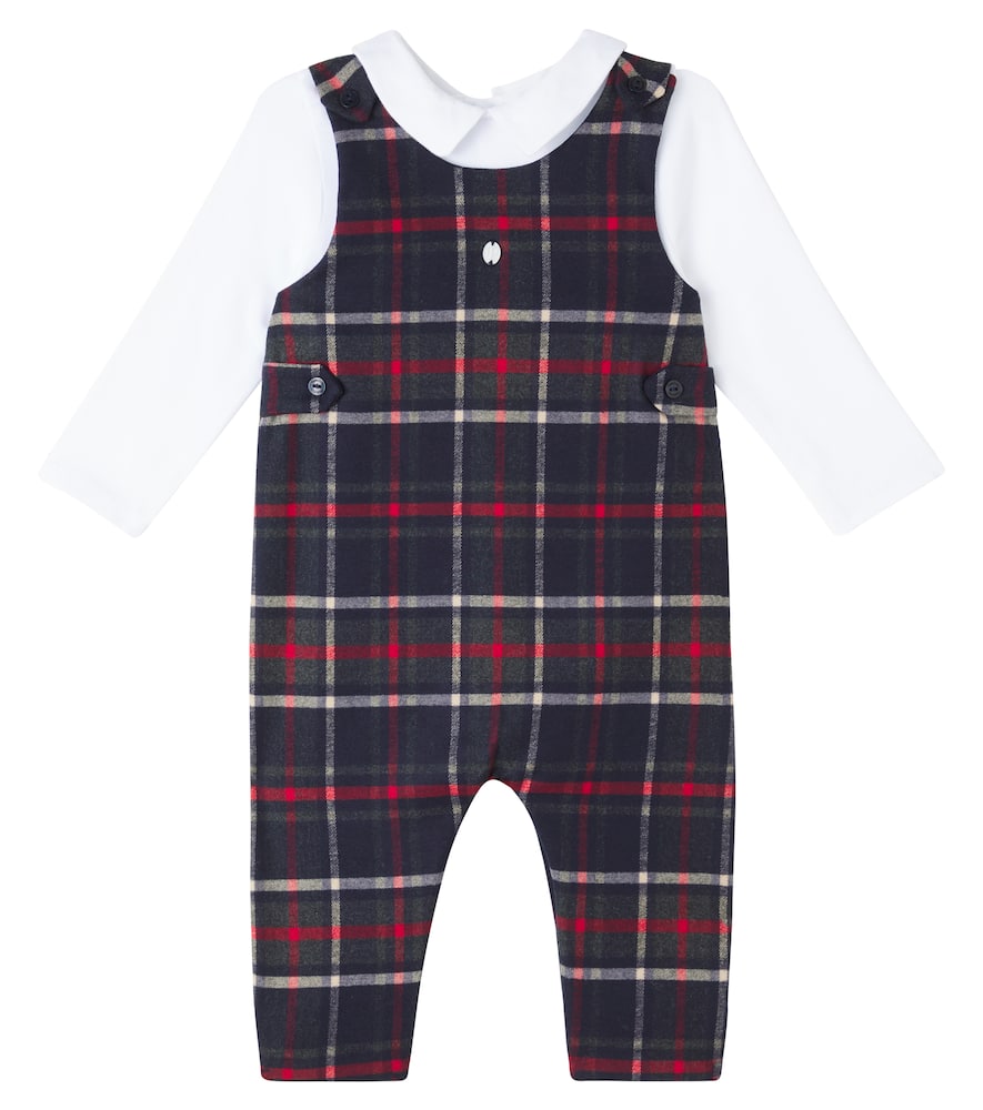 Patachou Baby Tartan Onesie In Blue