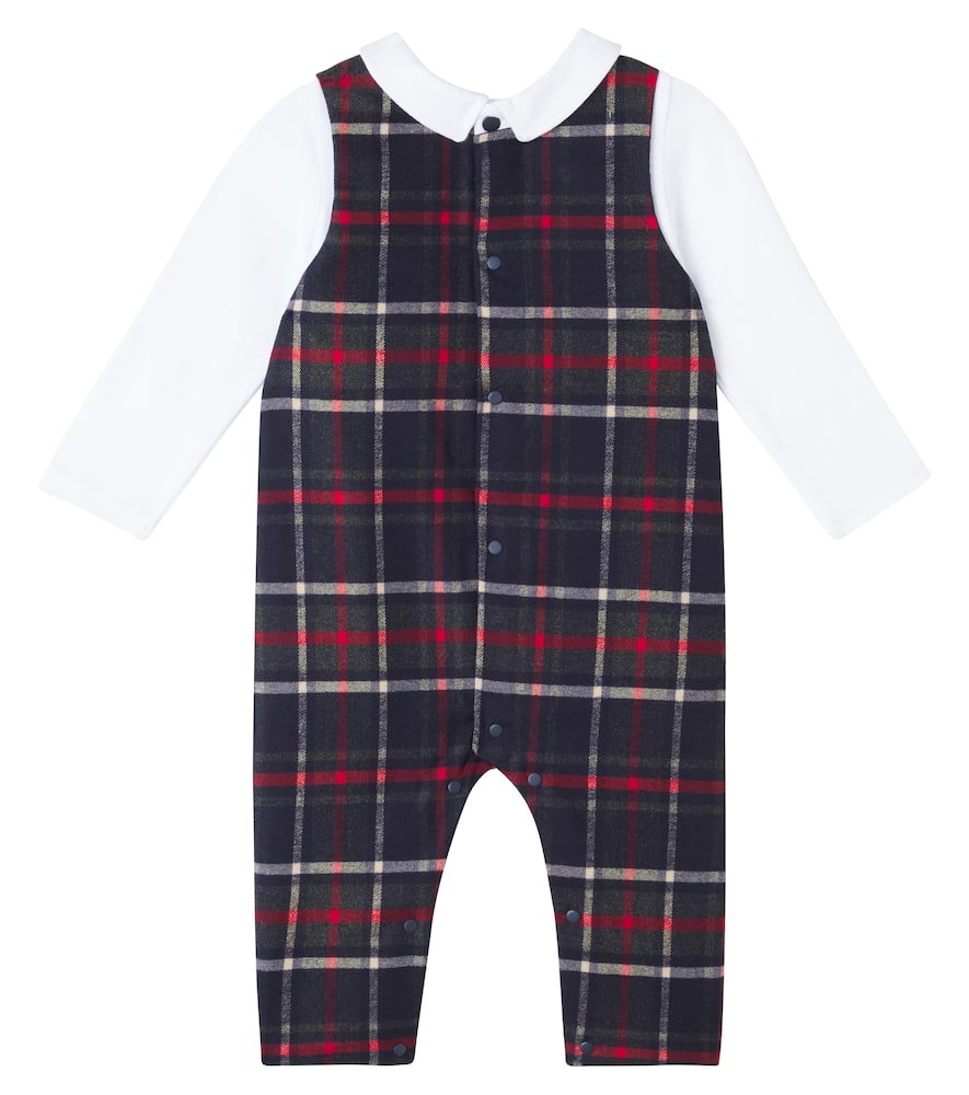 Patachou Baby Tartan Onesie In Blue