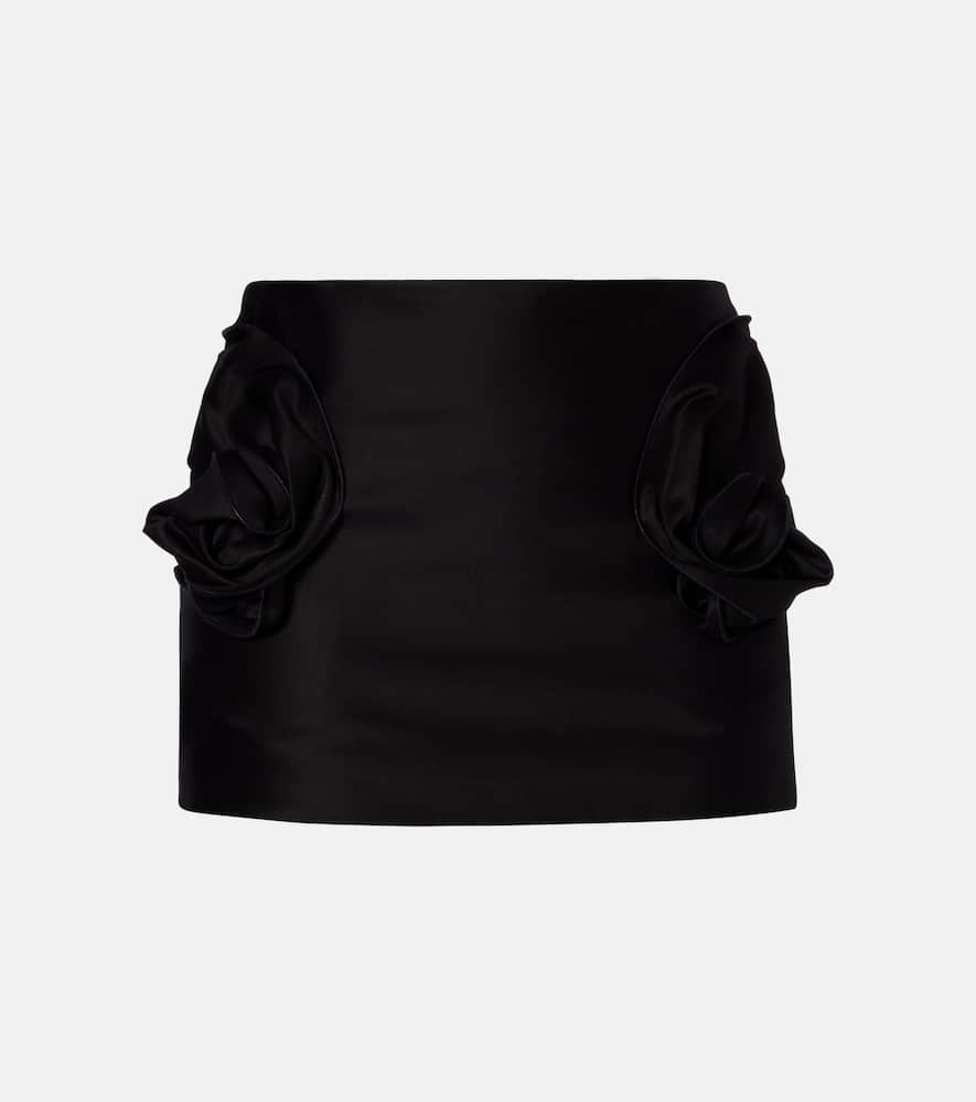 Floral-appliqué cotton miniskirt