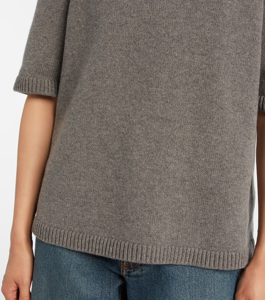 Alaïa Knitted Cashmere-blend Turtleneck Top In Gray