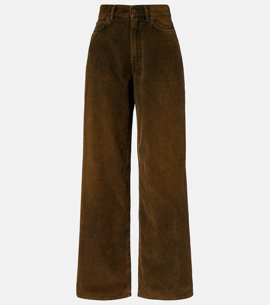 Acne Studios Mid-rise Wide-leg Cotton Corduroy Pants In Green