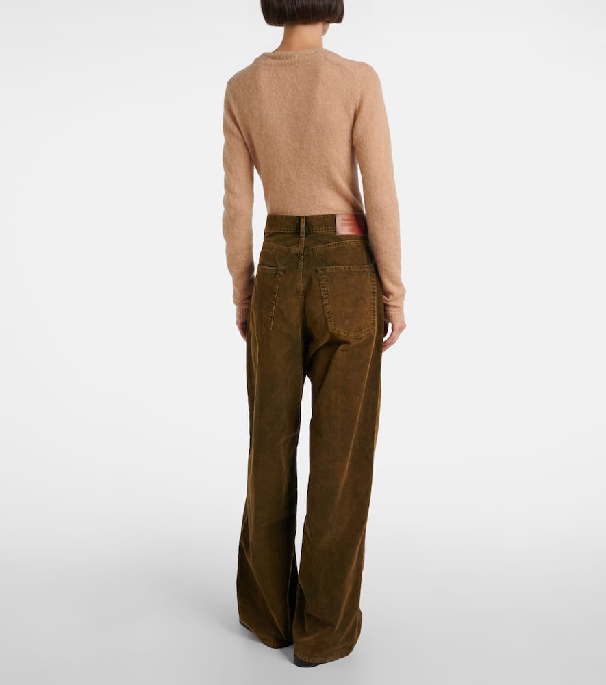 Acne Studios Mid-rise Wide-leg Cotton Corduroy Pants In Green