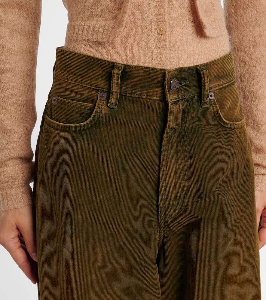 Acne Studios Mid-rise Wide-leg Cotton Corduroy Pants In Green
