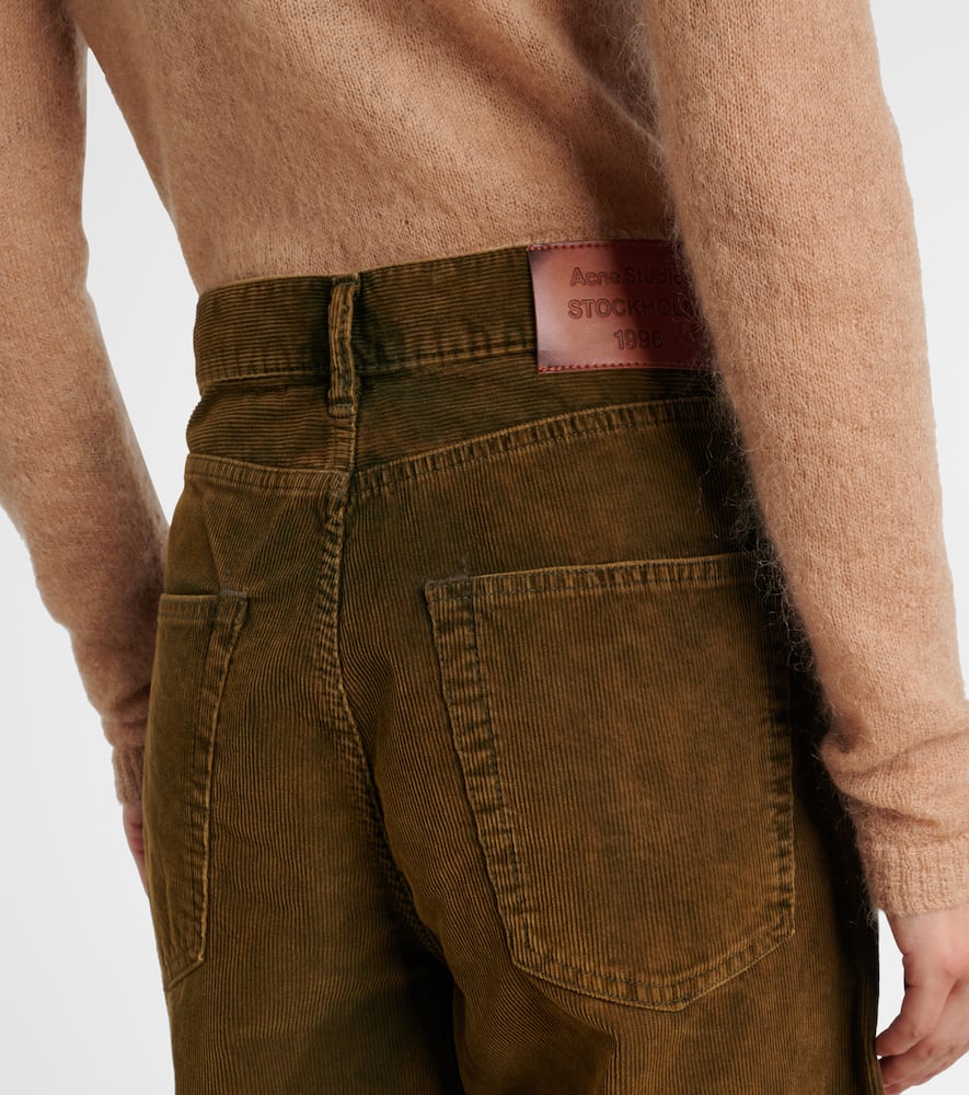 Acne Studios Mid-rise Wide-leg Cotton Corduroy Pants In Green