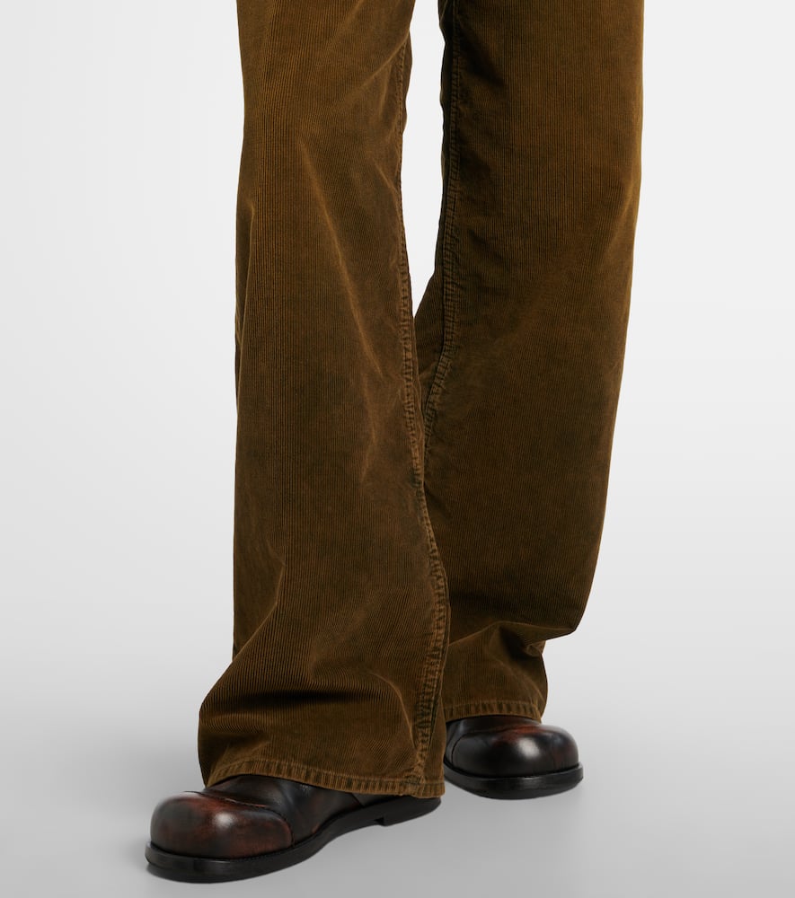 Acne Studios Mid-rise Wide-leg Cotton Corduroy Pants In Green