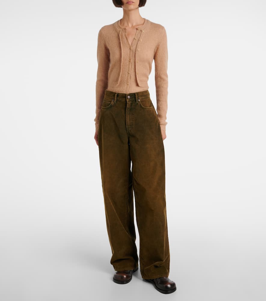 Acne Studios Mid-rise Wide-leg Cotton Corduroy Pants In Green