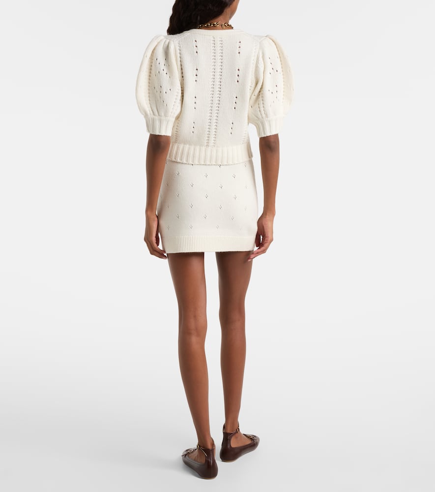 Chloé Chloe Pointelle Wool And Cashmere Cardigan In White