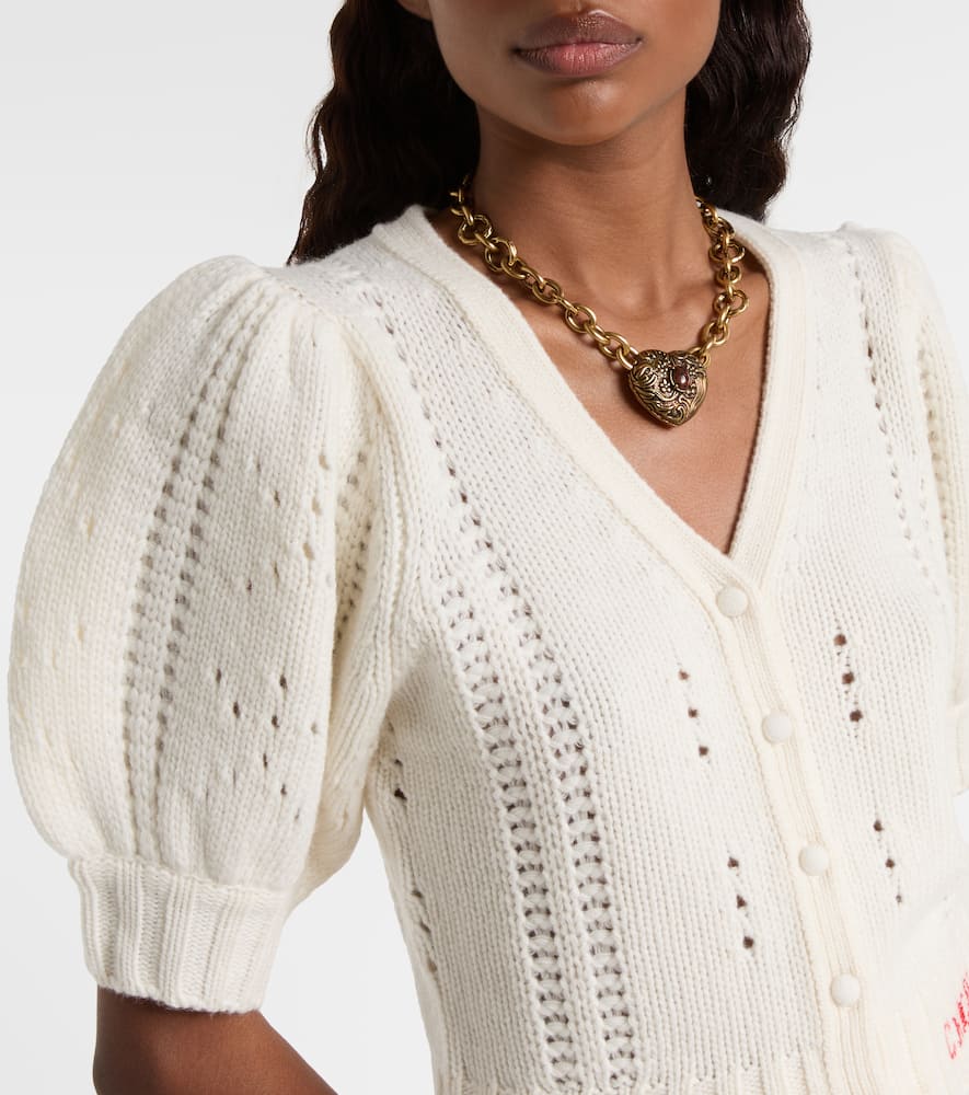 Chloé Chloe Pointelle Wool And Cashmere Cardigan In White