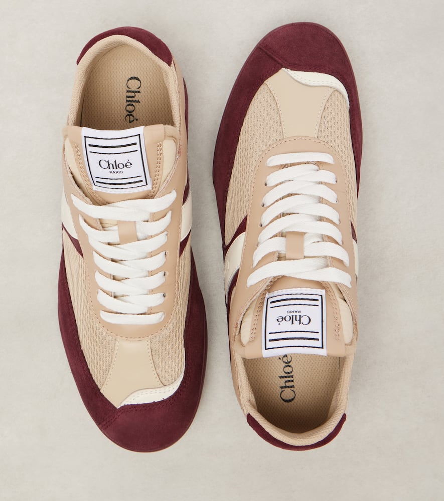 Chloé Kick Mixed Leather Retro Low-top Sneakers In Neutral