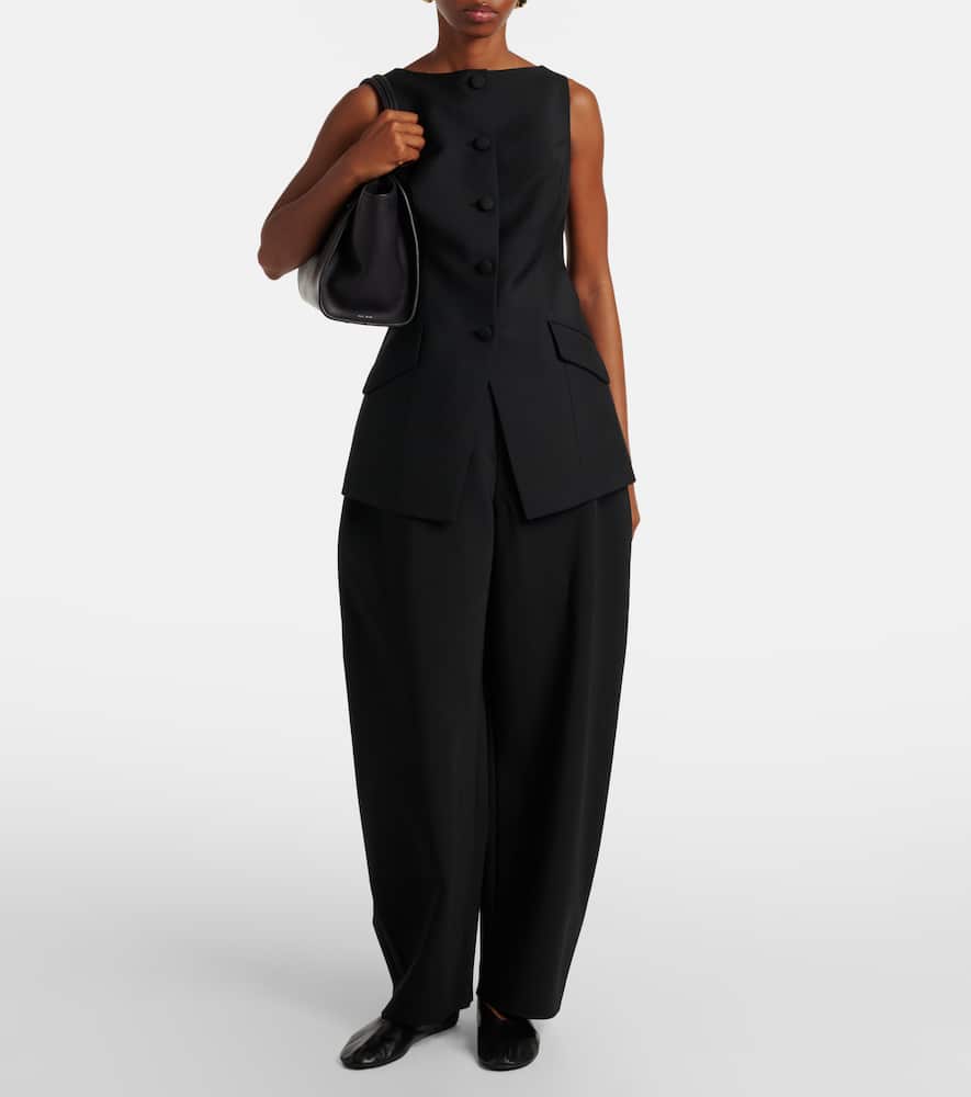 Rohe Róhe High-rise Crêpe Barrel-leg Pants In Black