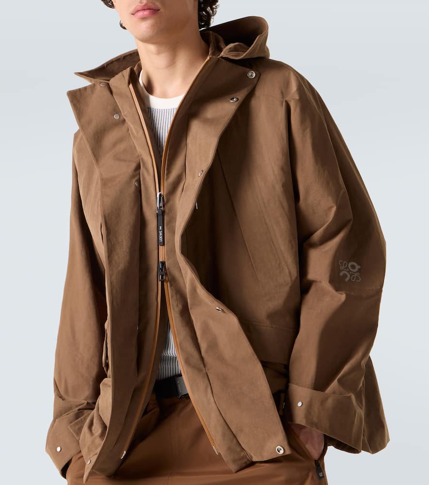 Loewe X On Hooded Technical Jacket In Brown