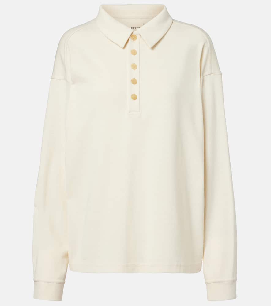 Khaite Faithful Silk Jersey Polo Sweater In Neutral