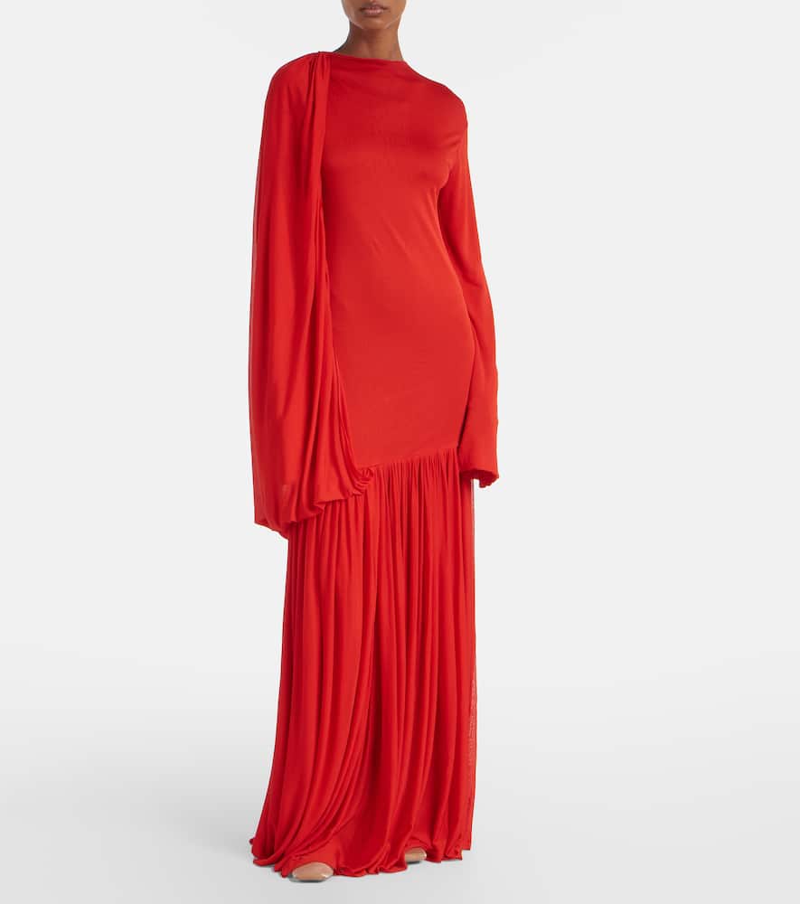 Calvin Klein Collection Sara Draped Jersey Gown In Red