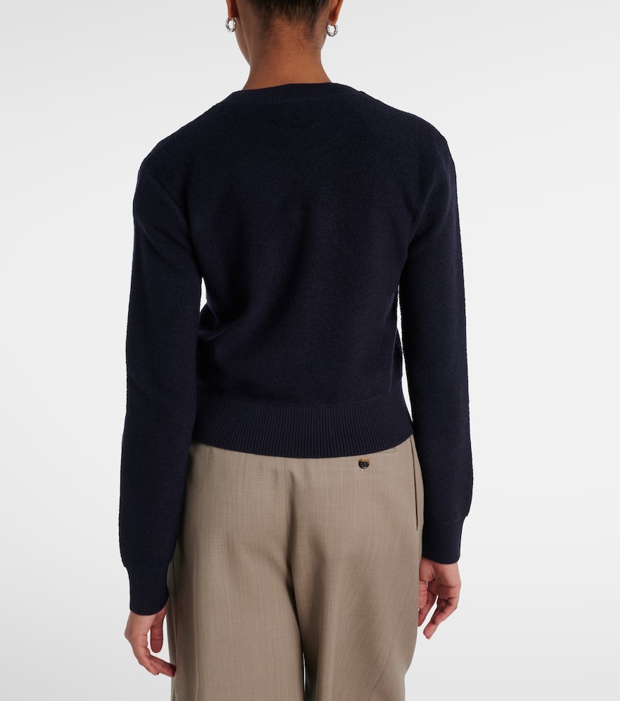 Loewe Logo Embroidered Wool Crewneck Sweater In Blue
