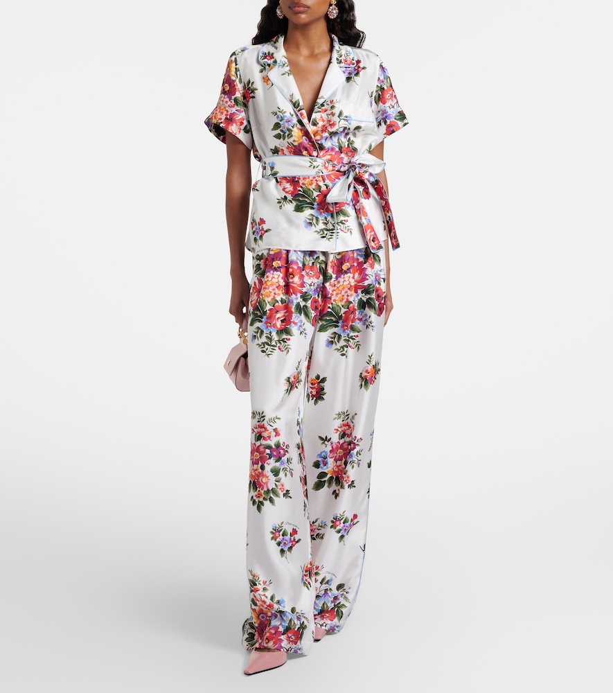 Dolce & Gabbana Floral silk wide-leg pants