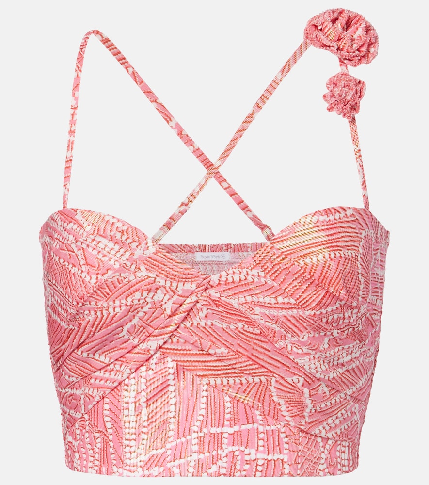 Poupette St Barth Palmire printed cotton-blend crop top