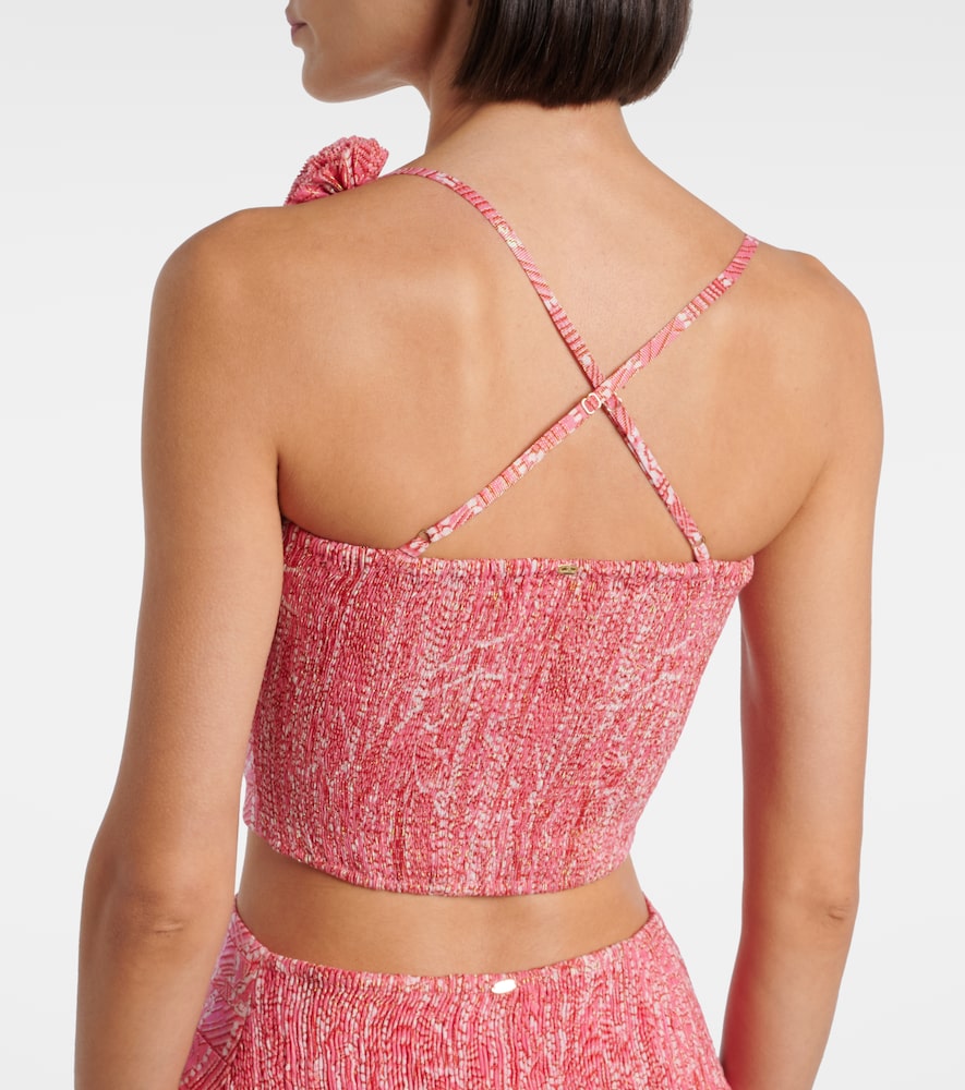  Poupette St Barth Poupette St Barth Palmire Printed Cotton-blend Crop Top 
