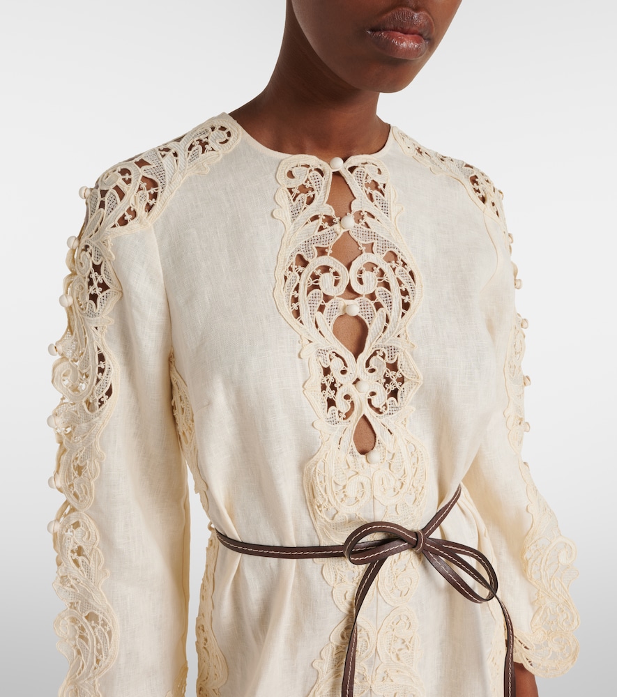  Zimmermann Zimmermann Awaken Belted Embroidered Linen Minidress 