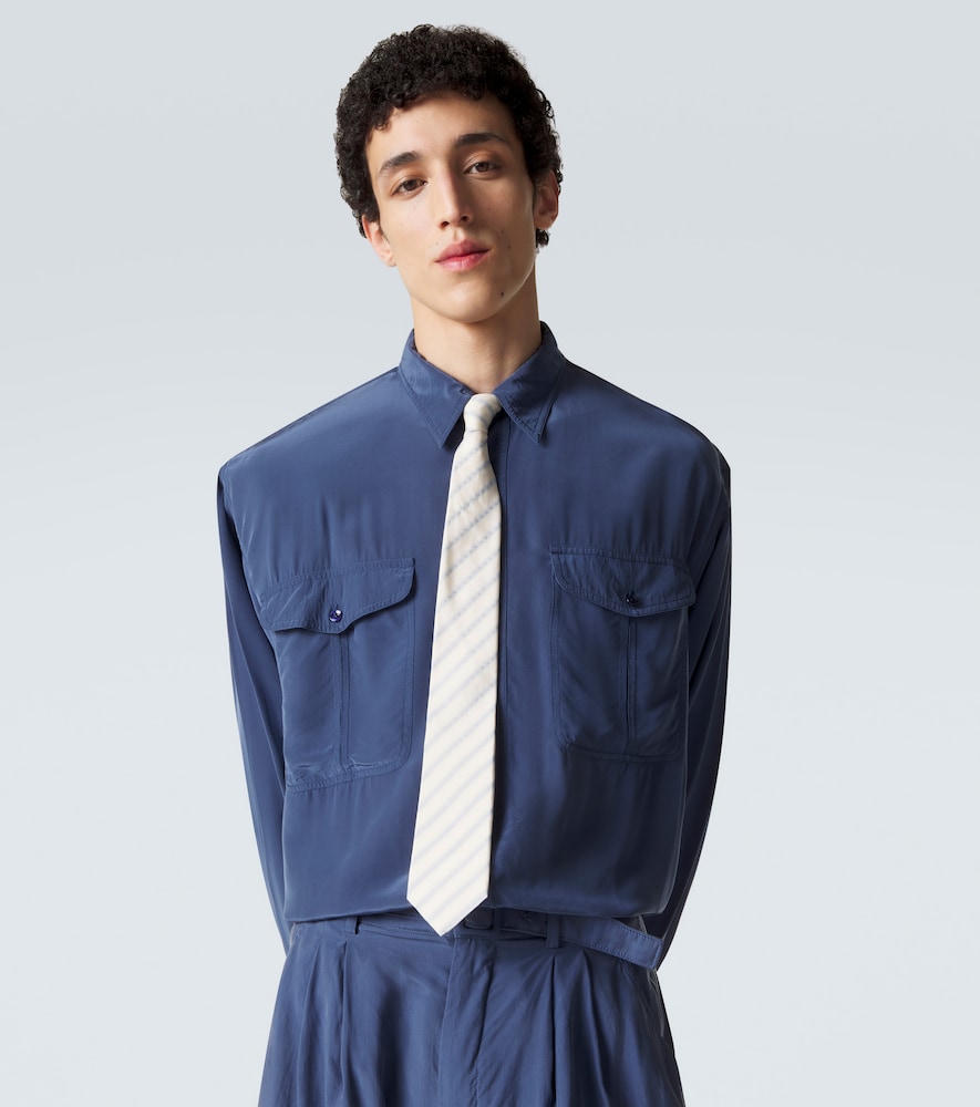  Saint Laurent Saint Laurent Striped Silk Tie 