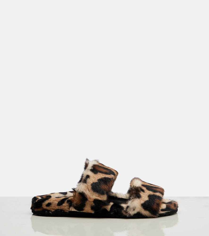  Dolce&gabbana Dolce&gabbana Leopard-print Shearling Slides 