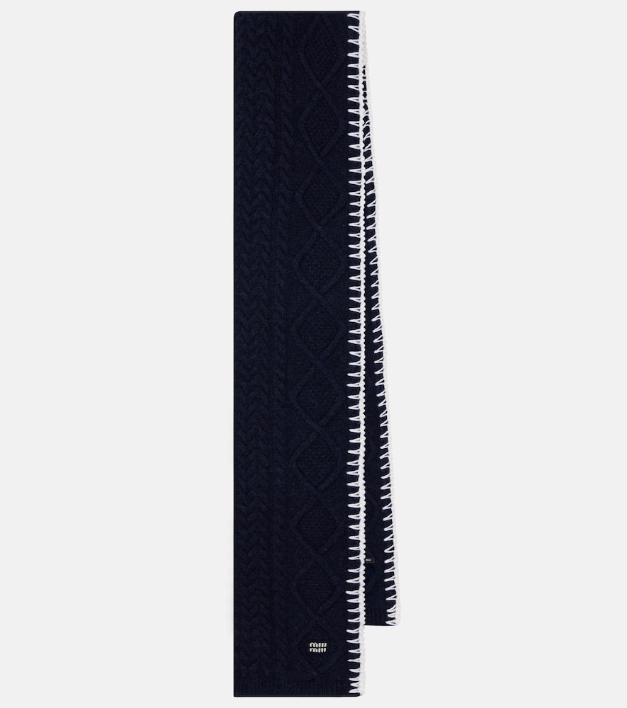 Miu Miu Cable-knit wool and cashmere scarf