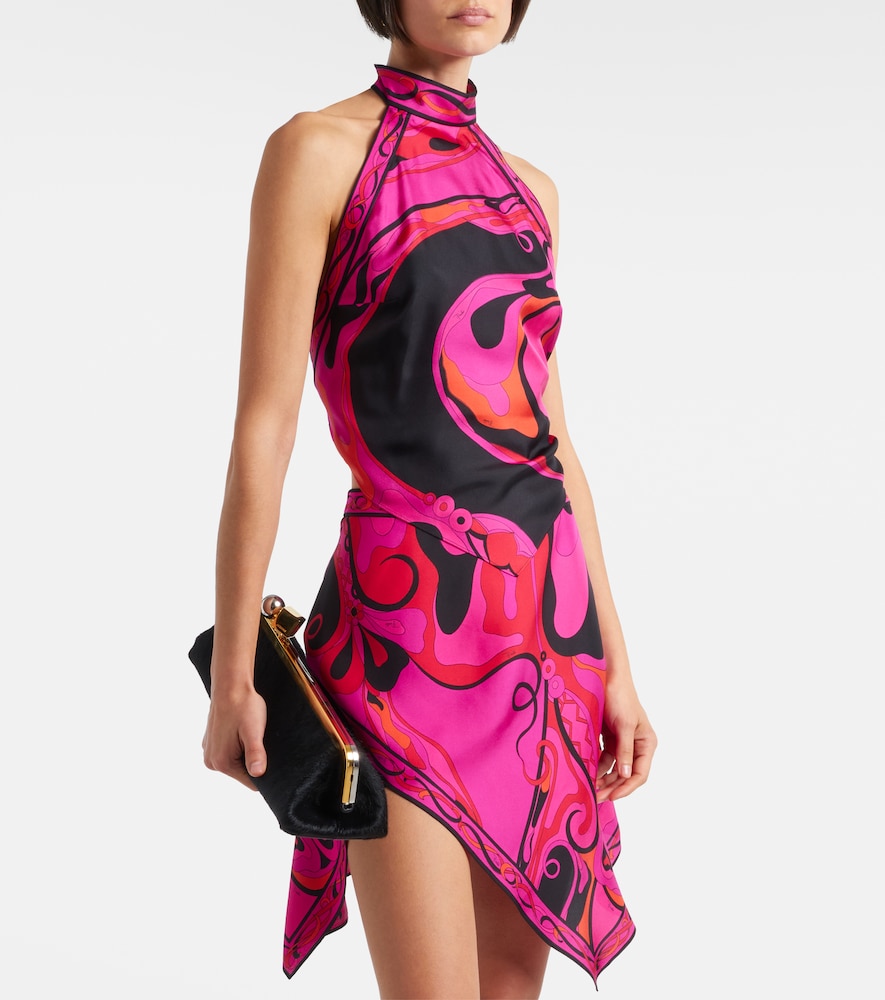 Pucci Orchidee halterneck silk twill top
