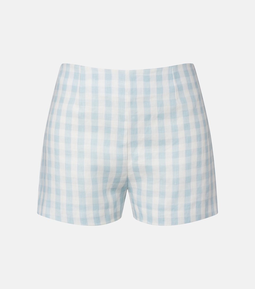 Faithfull Lila Gingham Linen Shorts In Blue