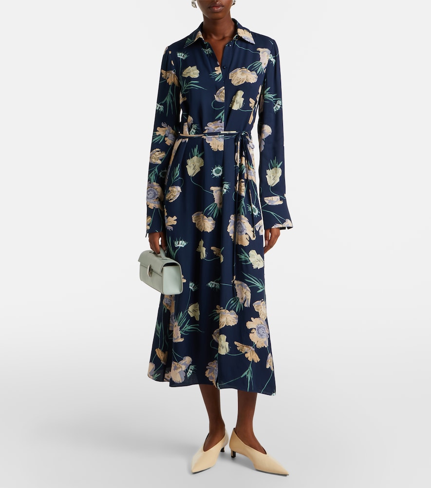 Erdem Belted floral shirt dress