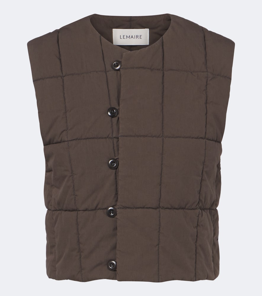 Lemaire Padded Quilted Cotton-blend Vest In Brown