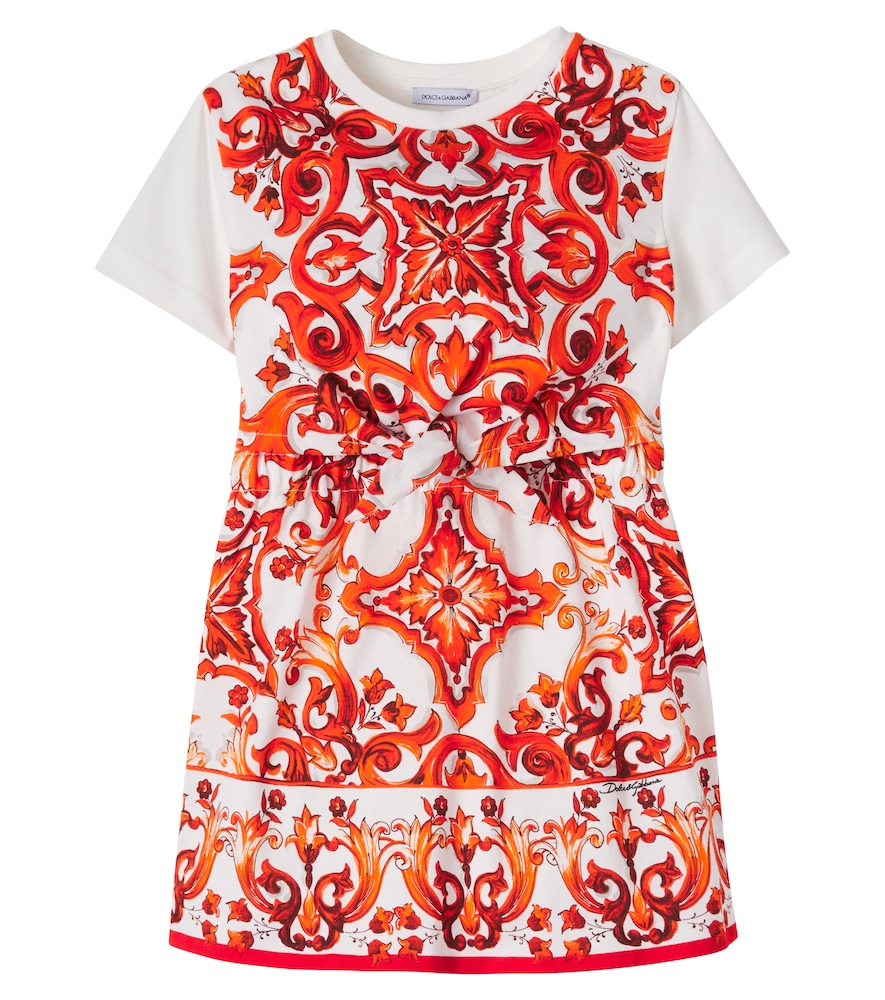 Dolce&Gabbana Kids Orange Majolica Cotton Jersey Dress Y Size 10 - Mytheresa