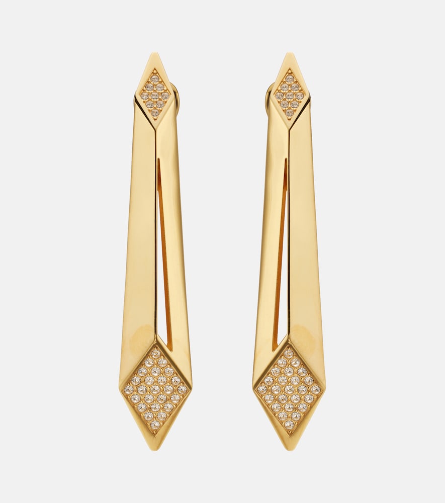 Versace Crystal-embellished Drop Earrings In Gold