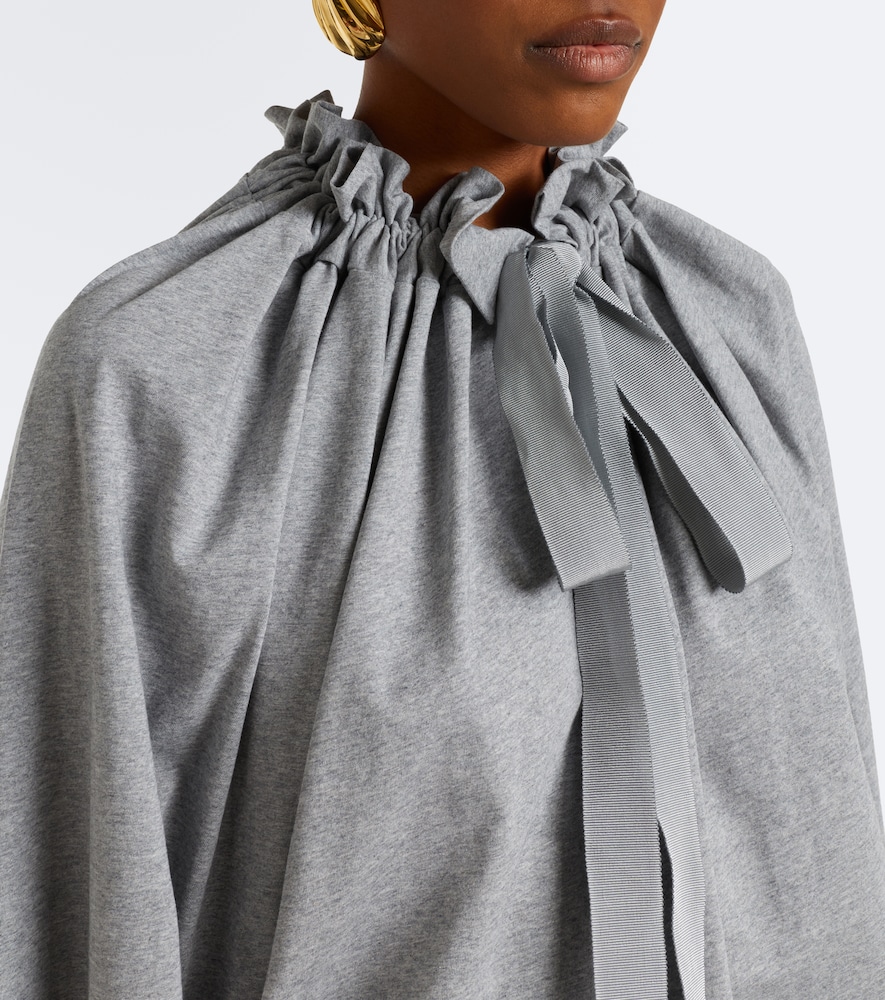Bow-Detail Gathered Cotton Jersey Top