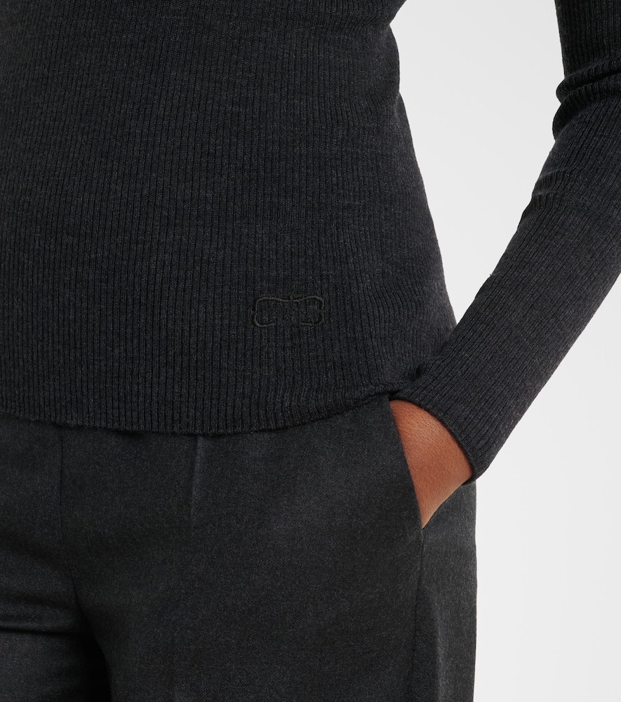 Ribbed-Knit Wool, Silk, And Cashmere Sweater