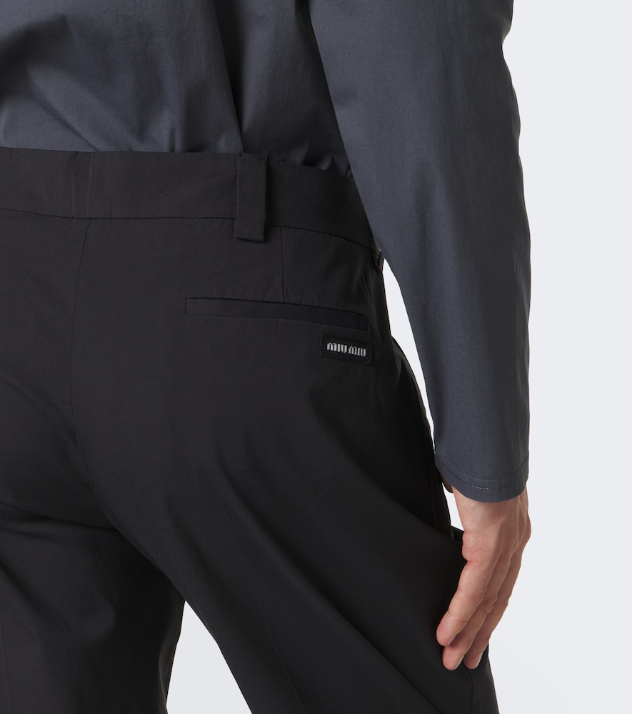 Cotton-Blend Poplin Straight Pants