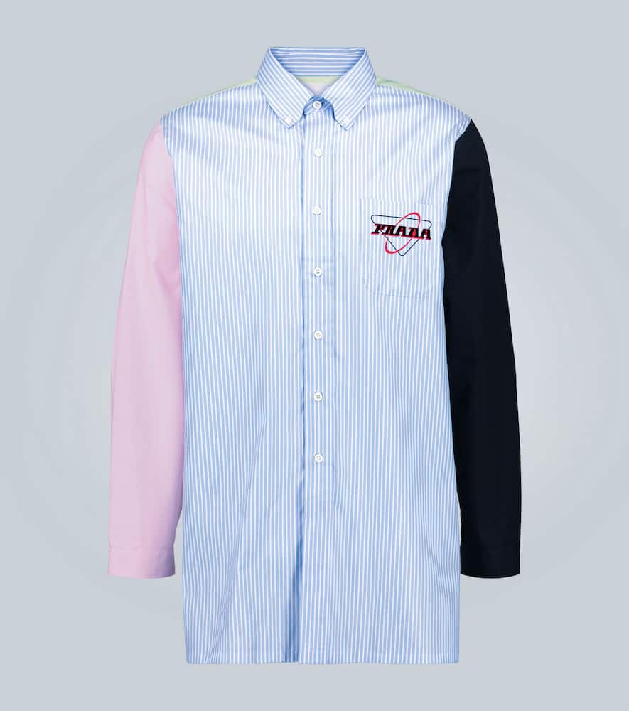 Prada Colorblocked Striped Shirt In Multicoloured
