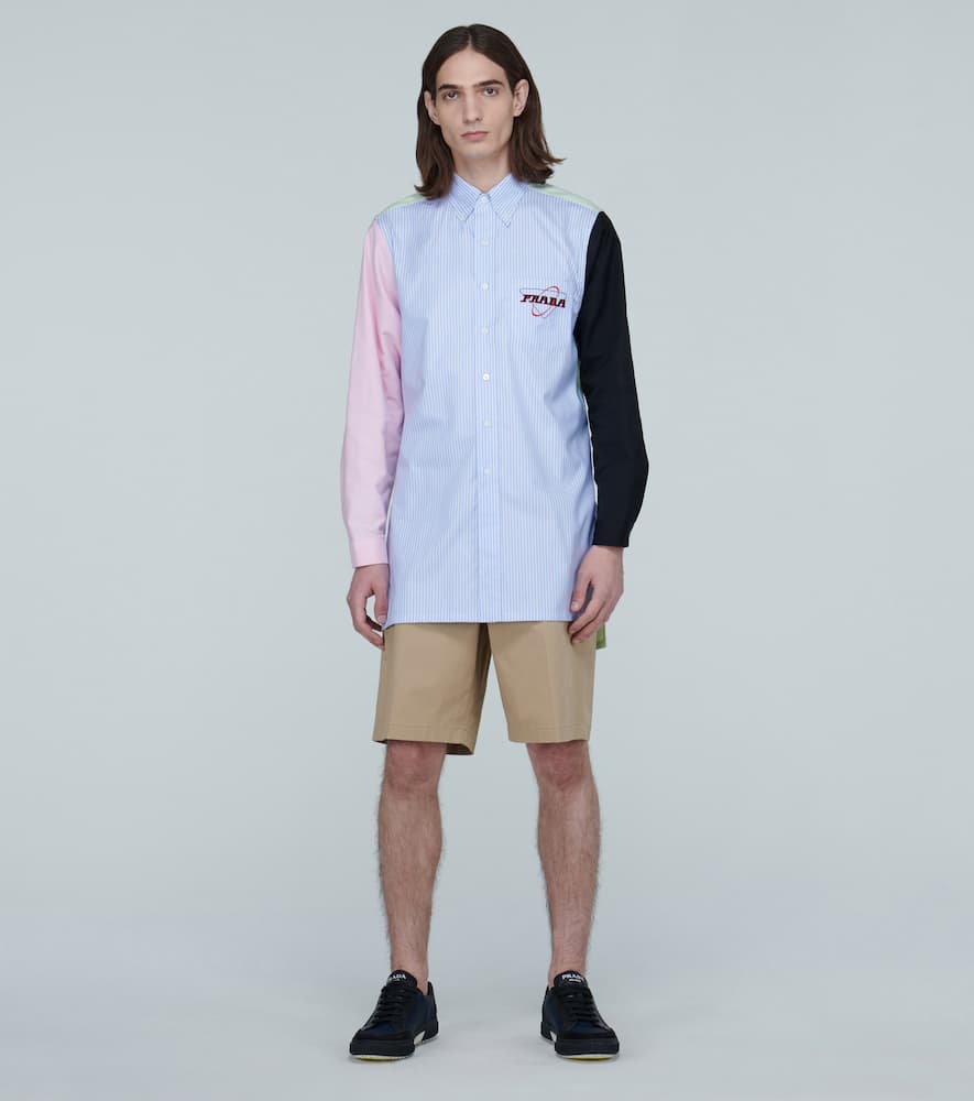 Prada Colorblocked Striped Shirt In Multicoloured