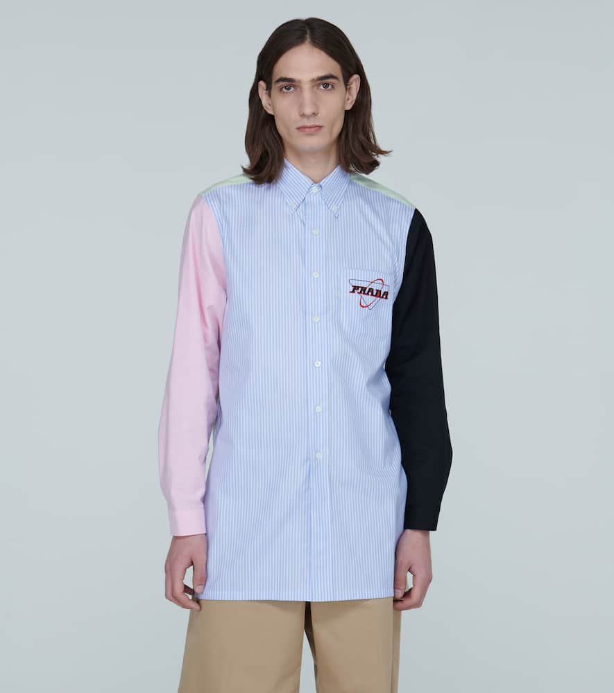 Prada Colorblocked Striped Shirt In Multicoloured