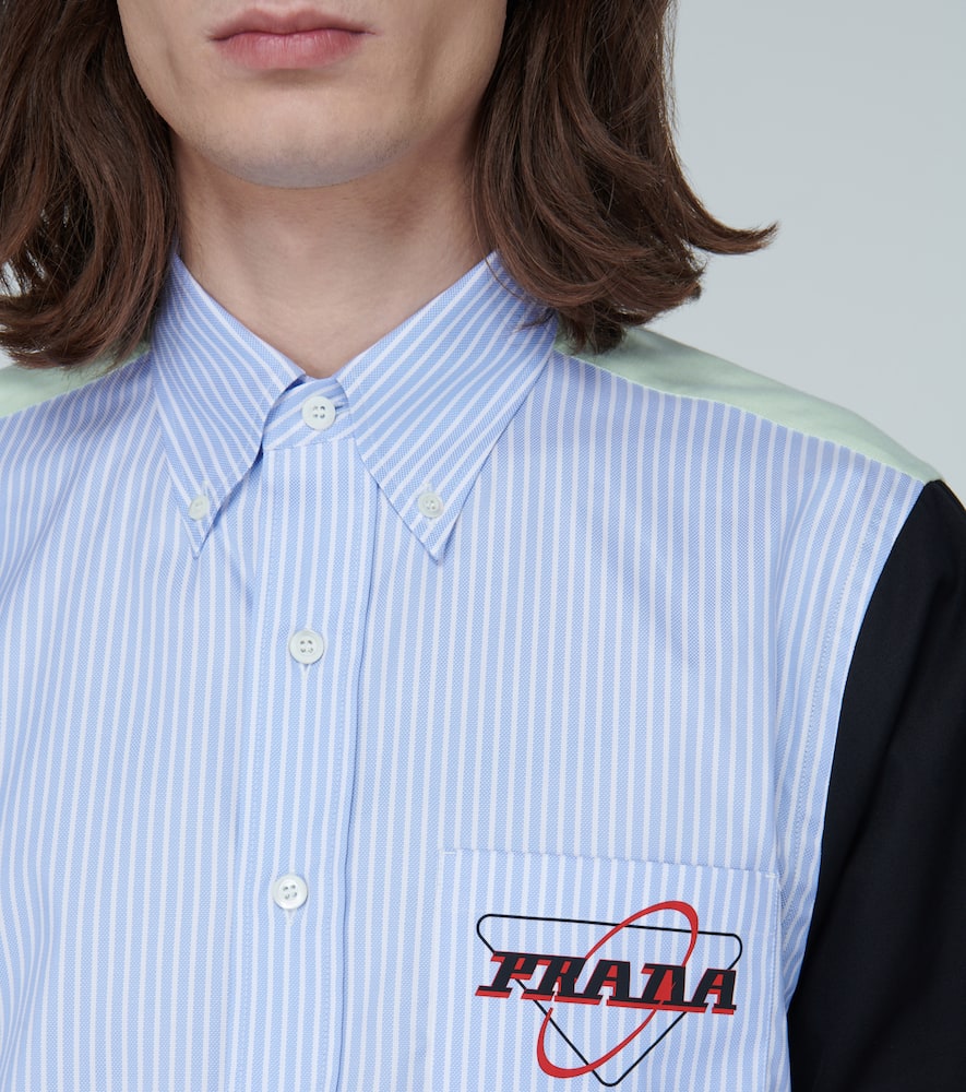 Prada Colorblocked Striped Shirt In Multicoloured