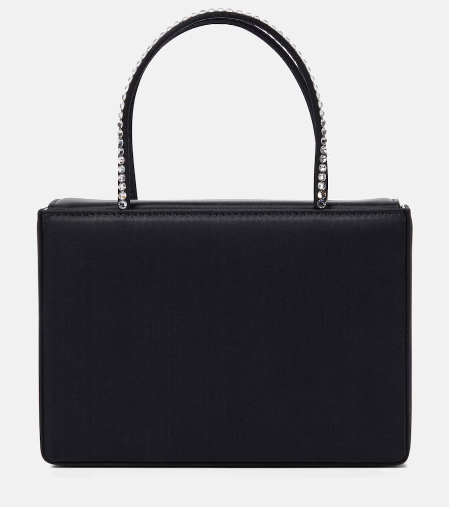 Click to view more detailed imagery on our partner's website Amina Muaddi Gilda Embellished Satin Tote In Black