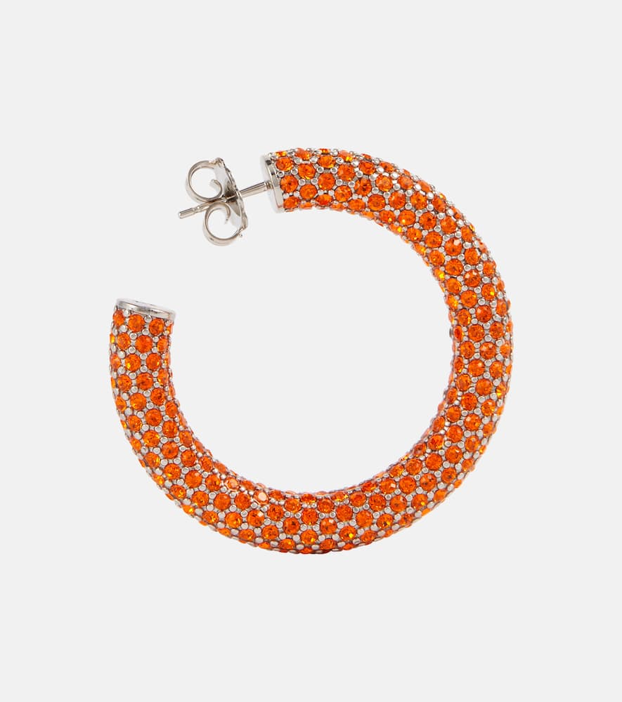 Amina Muaddi Cameron Medium Hoop Earrings In Silver Base / Sun