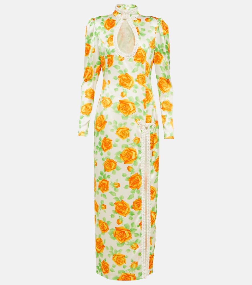 Alessandra Rich Floral silk midi dress