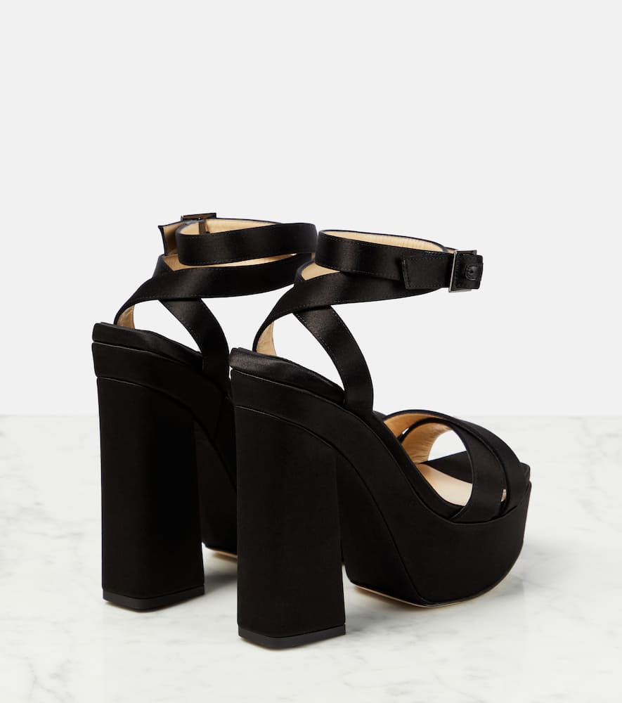 Shop Jimmy Choo Gaia Satin Platform Sandals In Black