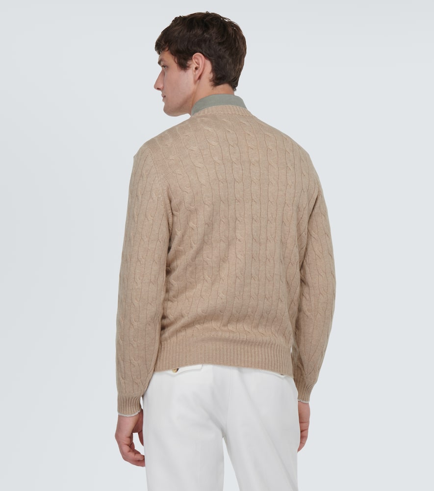 Shop Brunello Cucinelli Cable-knit Cashmere Sweater In Beige