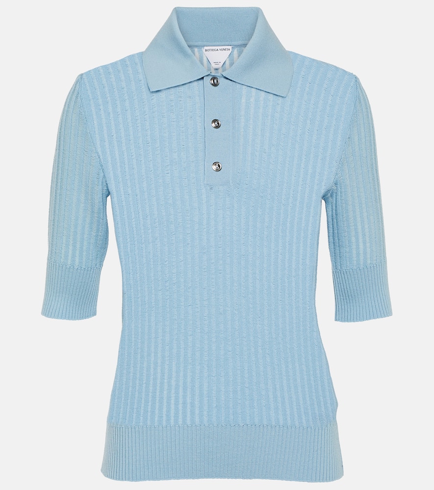 BOTTEGA VENETA RIBBED-KNIT WOOL POLO SHIRT