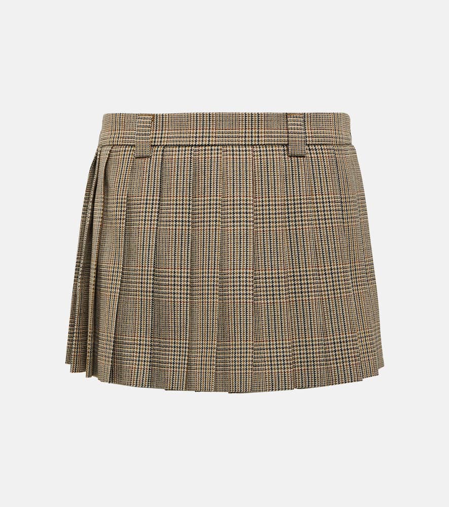 Miu Miu Checked pleated virgin wool miniskirt