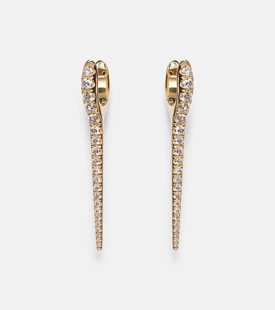 Melissa Kaye Lola Needle Medium 18kt gold earrings with diamonds