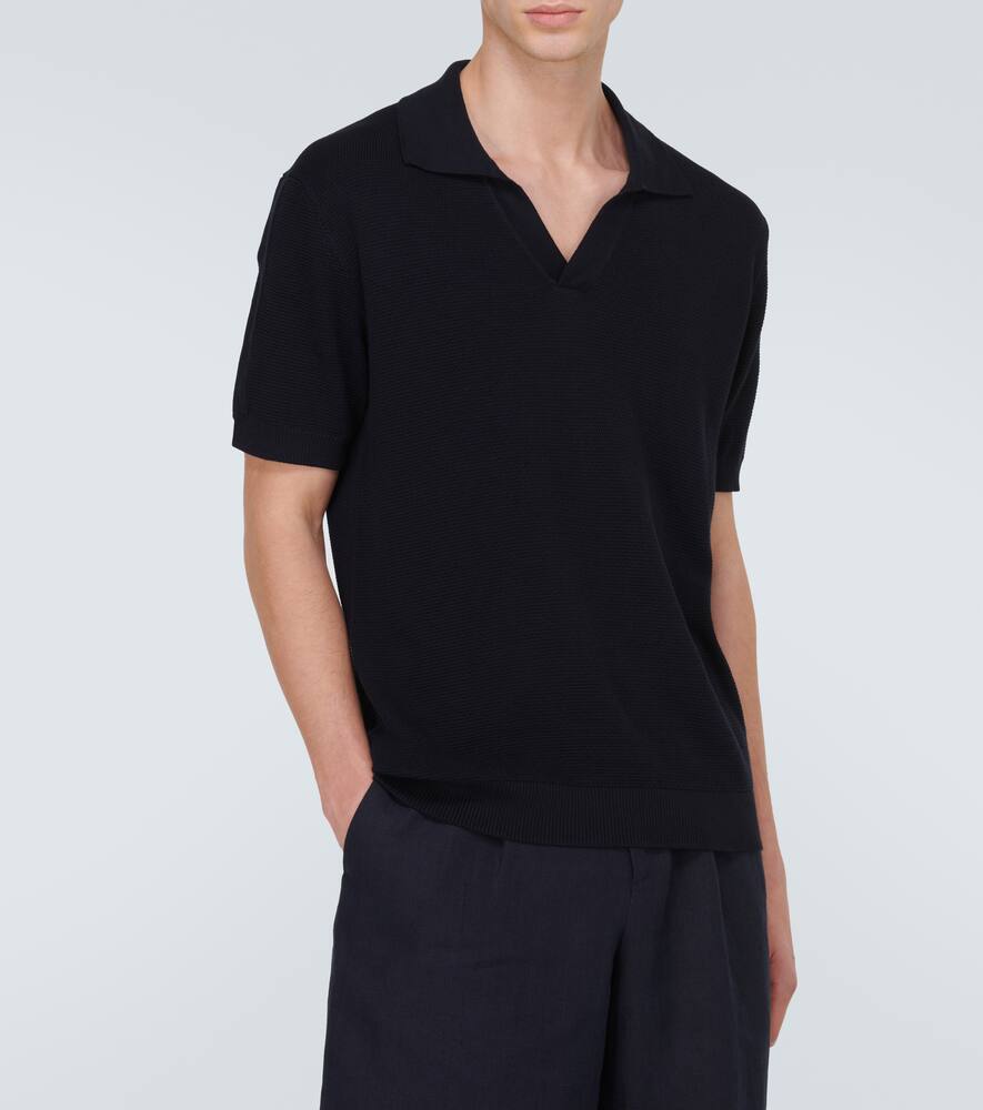 Shop Frescobol Carioca Rino Cotton And Silk Polo Shirt In Navy