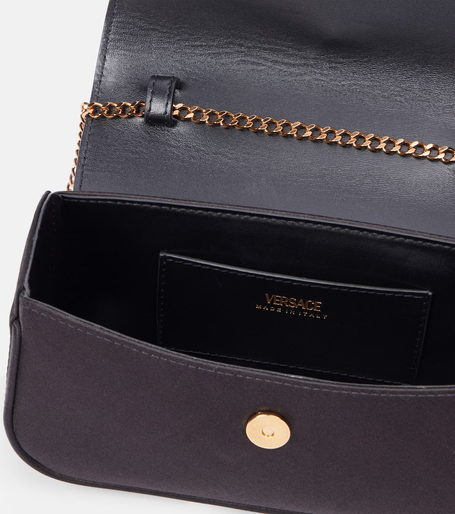 Versace La Medusa Mini Satin Tote Bag In Black