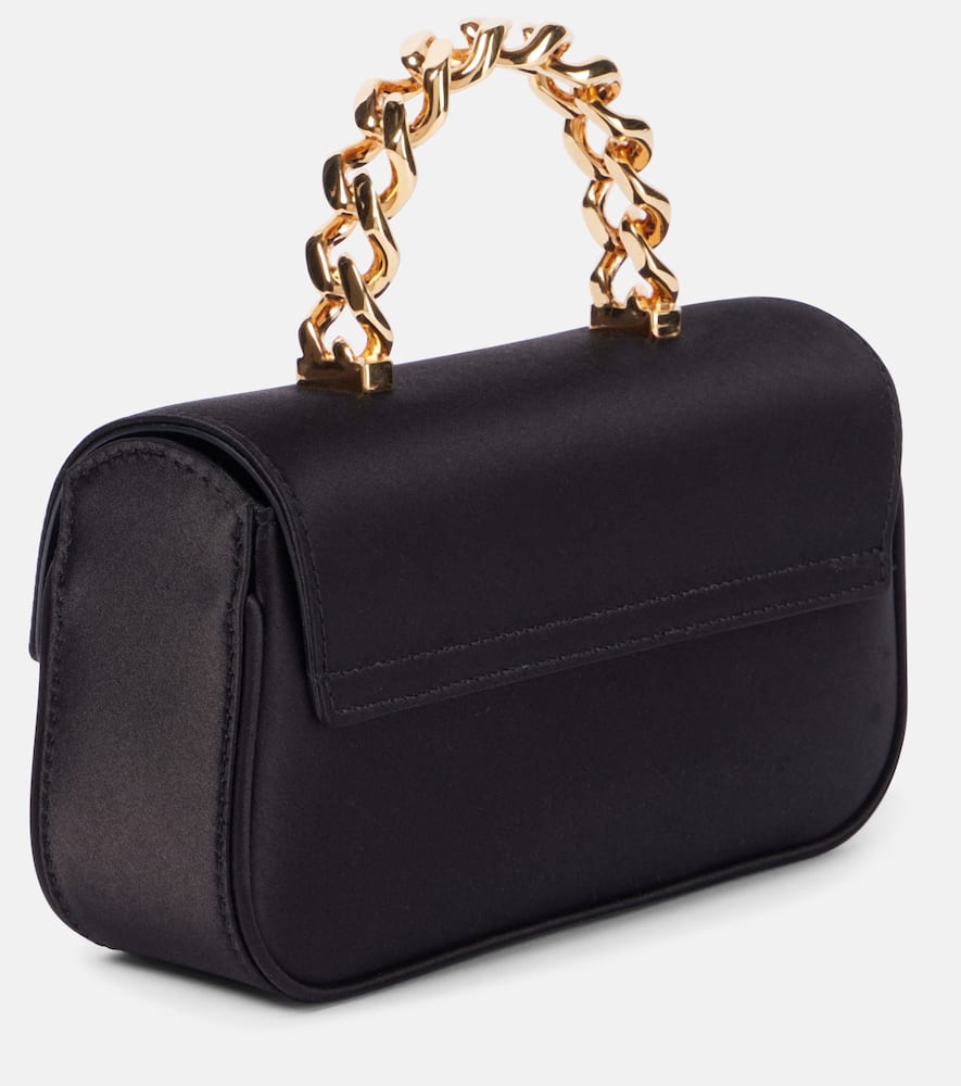 Versace La Medusa Mini Satin Tote Bag In Black